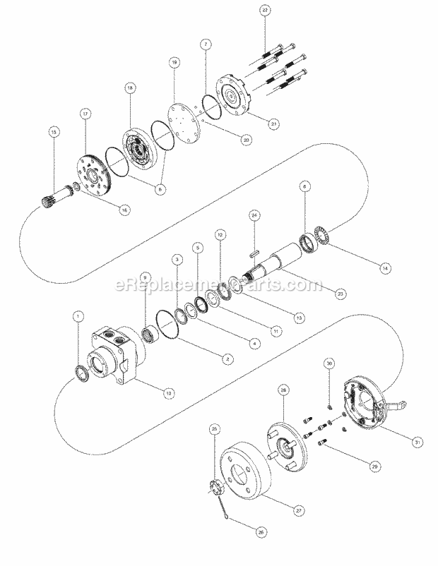 Wheel Motors (White) Diagram and Parts List for M48-KH 53AH8CT2050-25HP Cub Cadet Lawn Tractor